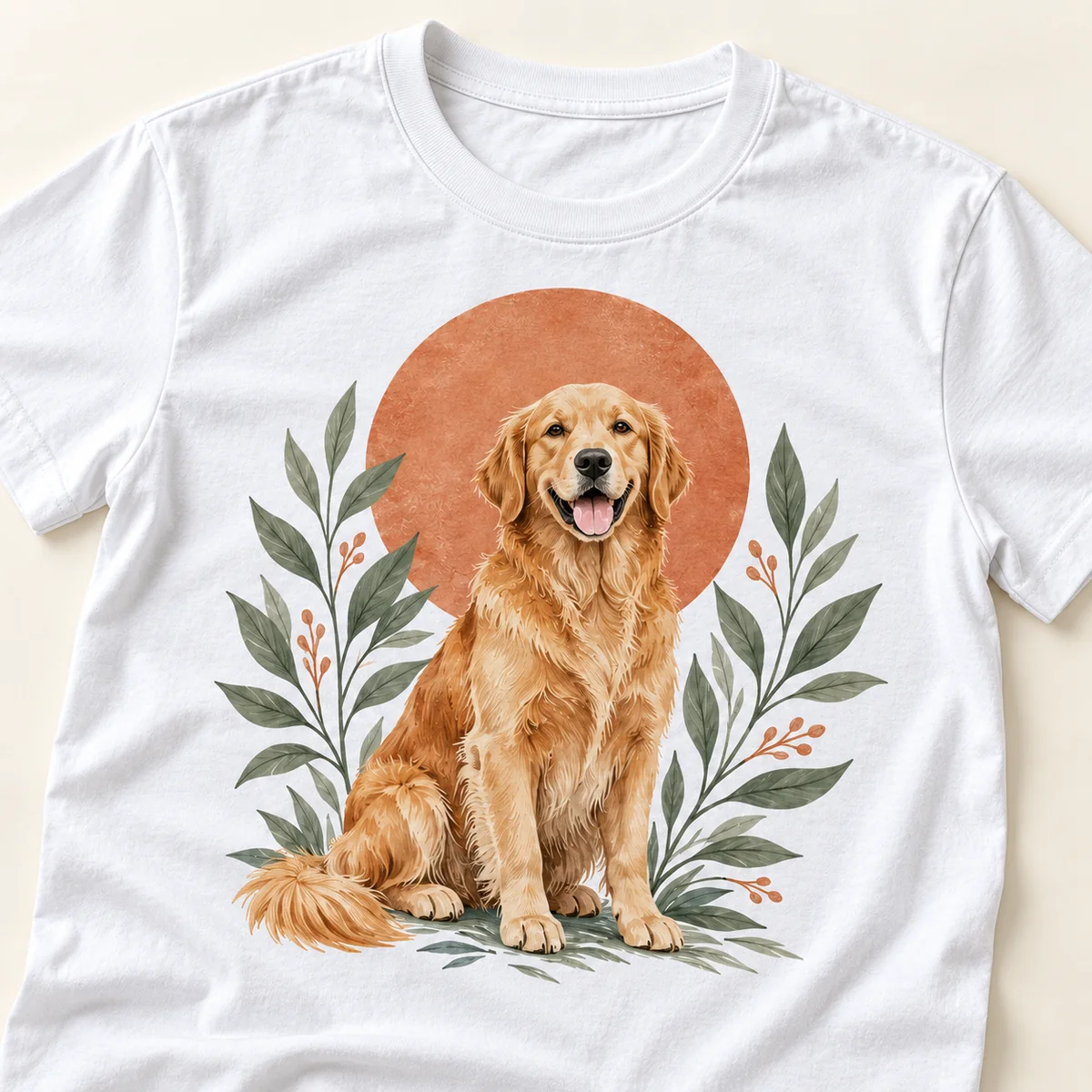 Golden Retriever Sun Unisex Graphic T-Shirt — detail illustrative mockup