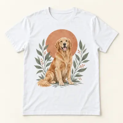 Golden Retriever Sun Unisex Graphic T-Shirt — main illustrative mockup