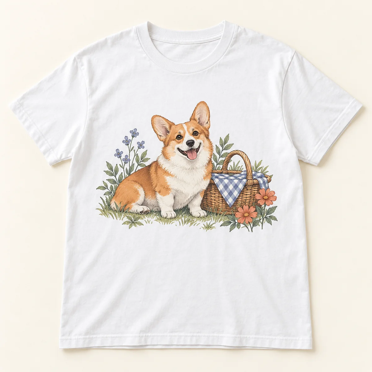 Corgi Picnic Partner Unisex Graphic T-Shirt — main illustrative mockup