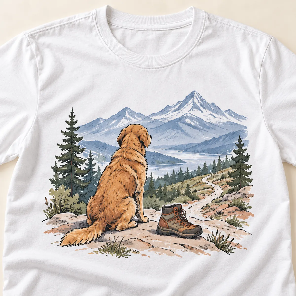 Dog Dad Trail Notes Unisex Graphic T-Shirt — detail illustrative mockup