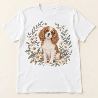 Dog Mom Daisy Walk Unisex Graphic T-Shirt — main illustrative mockup
