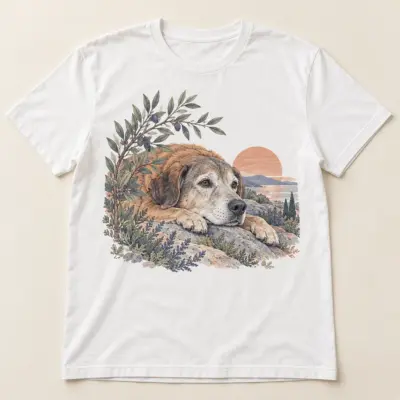 Senior Dog Soft Steps Unisex Graphic T-Shirt — main illustrative mockup