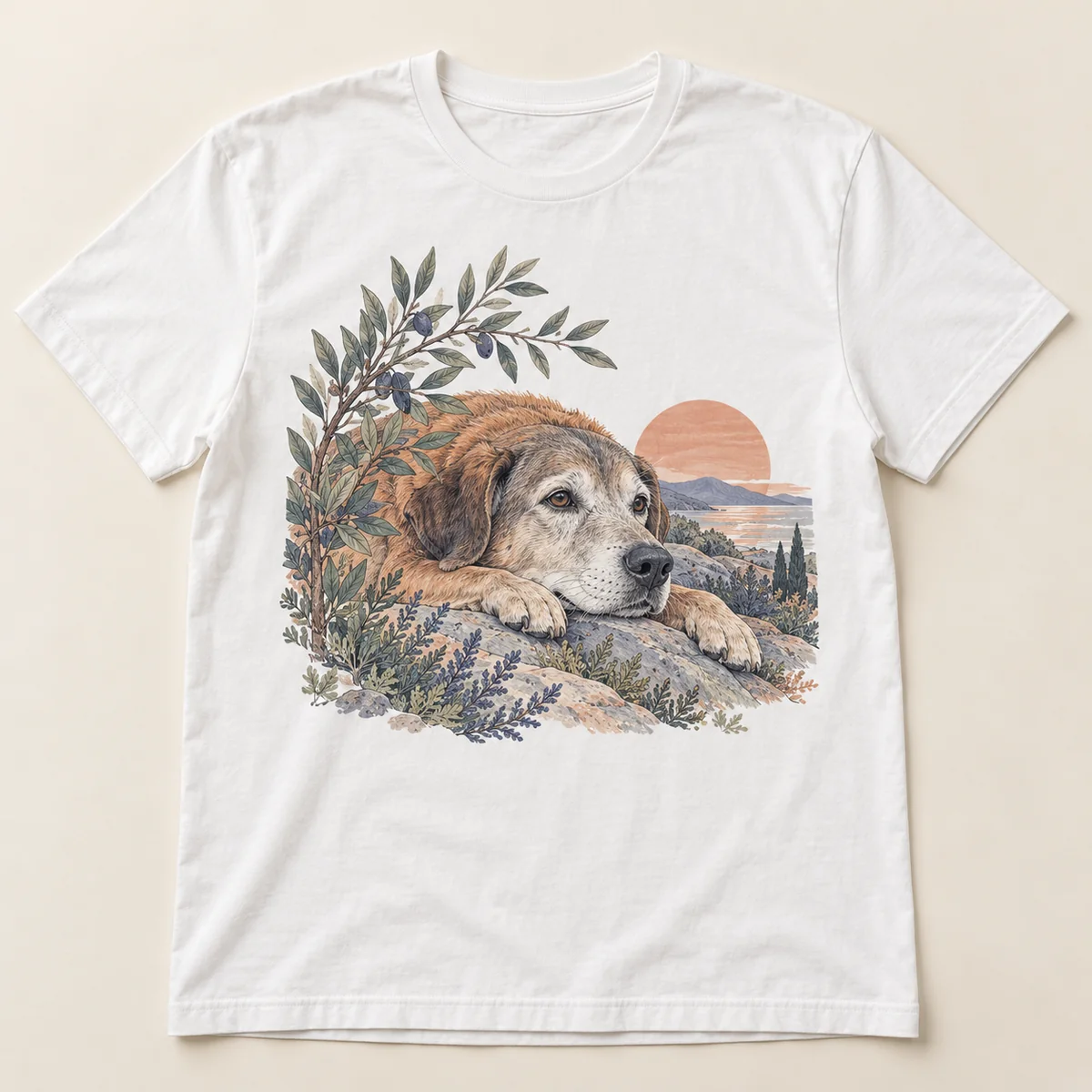 Senior Dog Soft Steps Unisex Graphic T-Shirt — main illustrative mockup