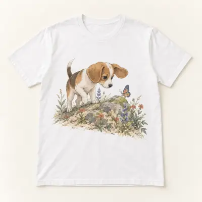 Puppy First Adventure Unisex Graphic T-Shirt — main illustrative mockup