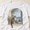 Tabby Window Watch Unisex Graphic T-Shirt — detail illustrative mockup
