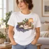 Cat Mom Reading Nook Unisex Graphic T-Shirt — lifestyle illustrative mockup