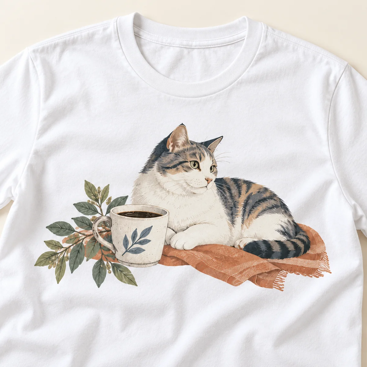 Cat Dad Coffee Break Unisex Graphic T-Shirt — detail illustrative mockup