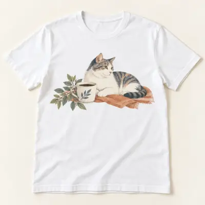 Cat Dad Coffee Break Unisex Graphic T-Shirt — main illustrative mockup