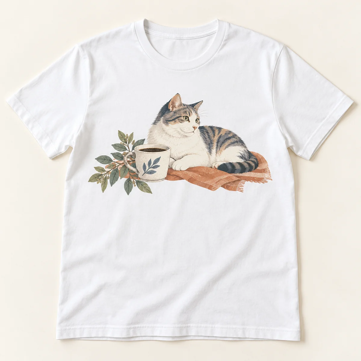 Cat Dad Coffee Break Unisex Graphic T-Shirt — main illustrative mockup