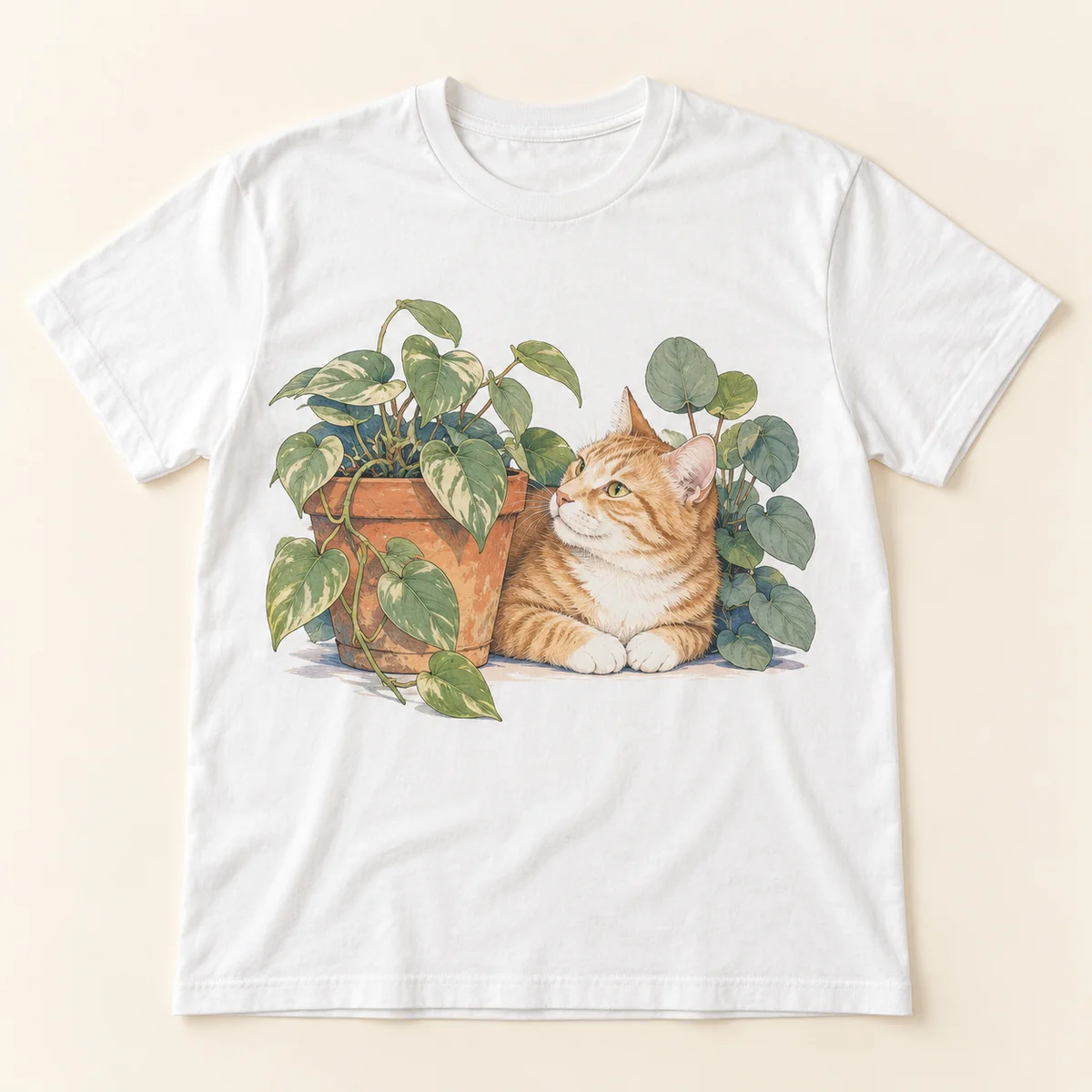 Ginger Cat Plant Club Unisex Graphic T-Shirt — main illustrative mockup