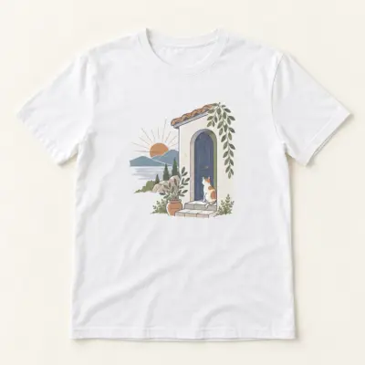 Rescue Cat New Home Unisex Graphic T-Shirt — main illustrative mockup