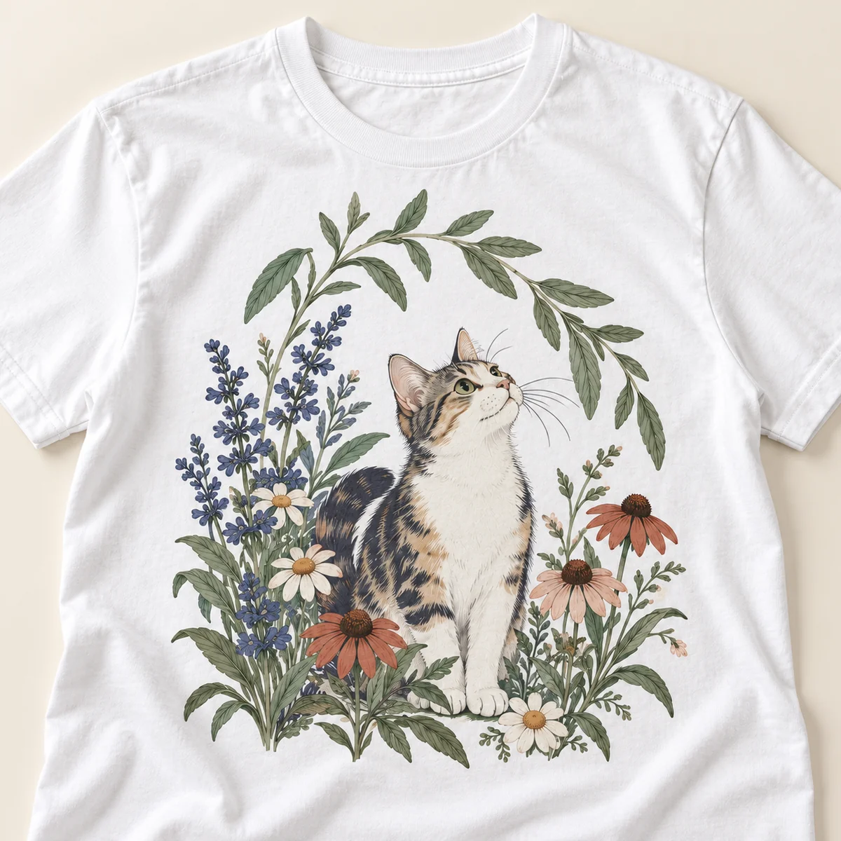 Whisker Garden Friend Unisex Graphic T-Shirt — detail illustrative mockup